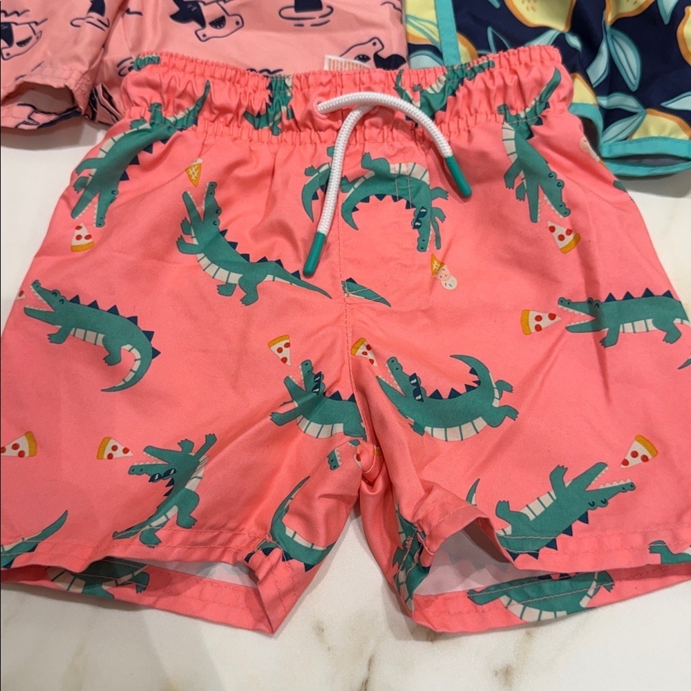 Set of 3 Cat & Jack Kids Patterned Shorts Set - Pink, Green, Blue - Picture 2 of 8